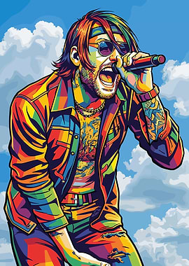 Singer in Colorful Pop Art Style