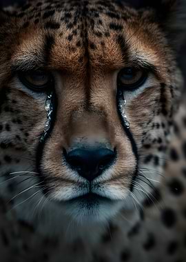 Close-up of a Crying Cheetah