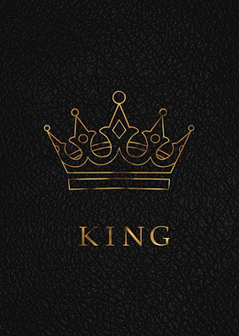 Golden King Crown on Black Background
