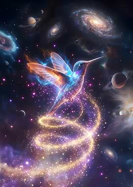 Cosmic Hummingbird in Nebula