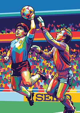 Diego Maradona and Goalkeeper