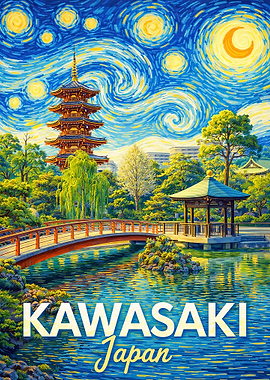 Kawasaki Japan Starry Night Painting