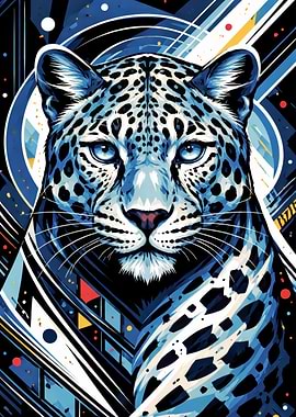 Blue Leopard Abstract Art