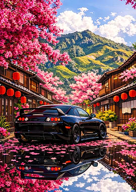 Black Supra in Cherry Blossom Alley