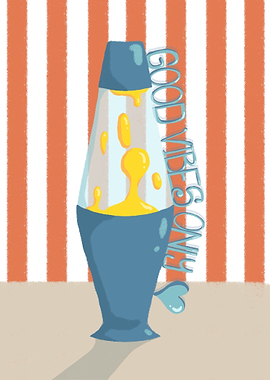 Retro Lava Lamp with Good Vibes Text