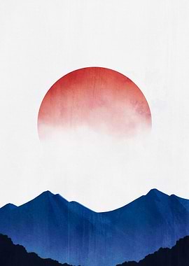 Minimalist Mountain Sunset Art