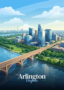 Arlington Virginia Skyline with Bridge