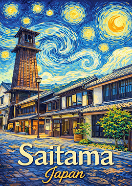 Saitama Japan Starry Night Painting