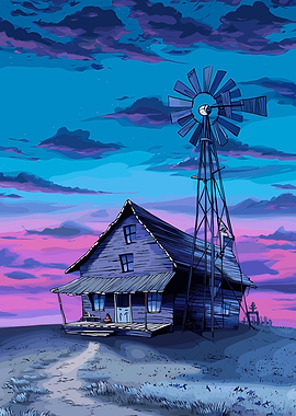 Courage the Cowardly Dog house and windmill