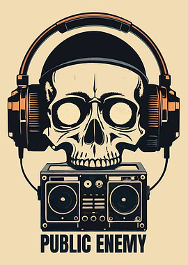 Public Enemy Skull Headphones Boombox