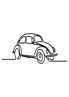 Minimalist Line Art of a Classic Car