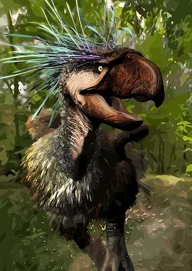 Prehistoric Bird Creature in Forest
