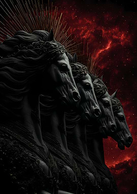 Four Black Horses in Space