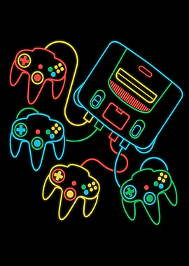 Retro Gaming Console and Controllers