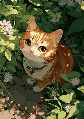 Cute Orange Tabby Cat in Nature