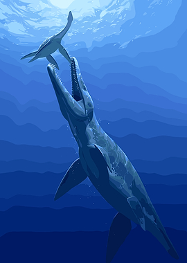 Mosasaurus Attacks Plesiosaur