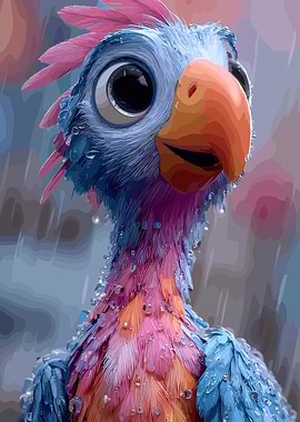 Cute Bird in the Rain