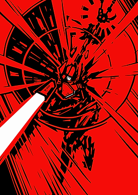 Red and Black Abstract Robot Battle