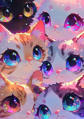 Kawaii Cats with Sparkly Eyes