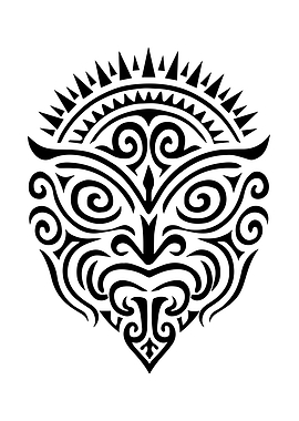 Tribal Mask with Sunburst Design