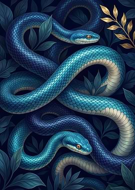 Entwined Blue Snakes
