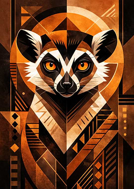 Geometric Lemur Portrait