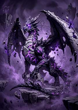 Dark Dragon with Purple Energy