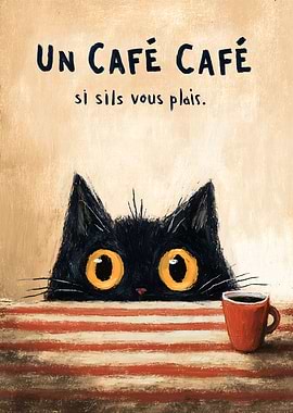 Black Cat with Coffee