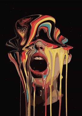 Abstract Dripping Face Art