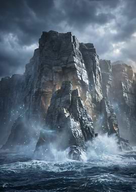 Dramatic Coastal Cliffs and Stormy Seas