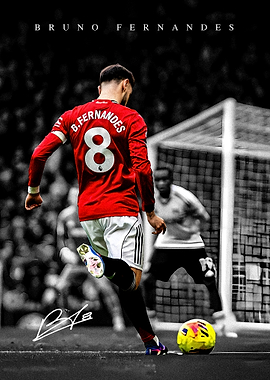 Bruno Fernandes Kicking a Soccer Ball