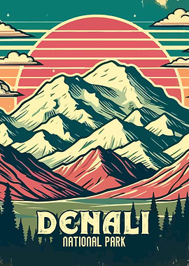 Denali National Park Vintage Poster