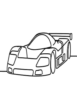 Minimalist Line Art Race Car