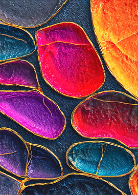 Vivid Colorful Gold Abstract Shapes