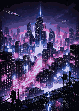 Cyberpunk Cityscape at Night
