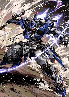 Blue Mecha Warrior with Energy Sword