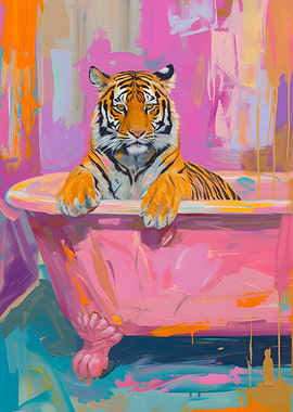 Tiger in a Pink Bathtub