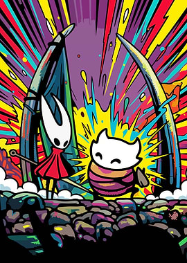 Hollow Knight Characters in Vibrant Explosion
