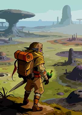 Adventurer in a strange landscape