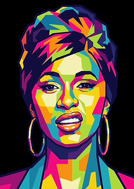 Colorful Portrait of Cardi B