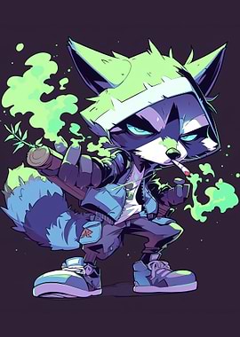 Raccoon Smoking Weed