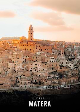 Matera, Italy Cityscape at Sunset