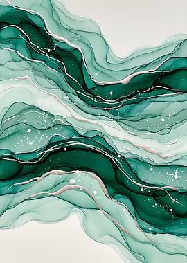 Abstract Emerald and Gold wall decor