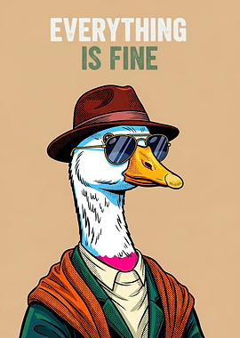 Goose Wearing Hat and Sunglasses