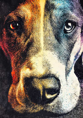 Colorful Close Up Dog Portrait