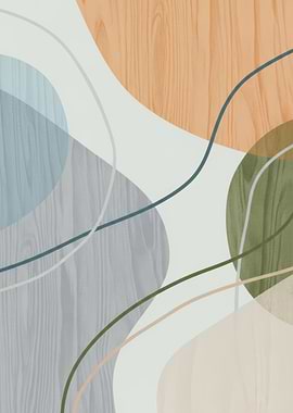 Abstract Organic Shapes with Wood Grain Texture