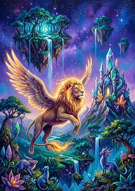 Winged Lion in a Fantasy Landscape