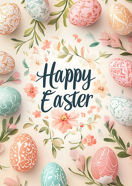 Happy Easter floral eggs