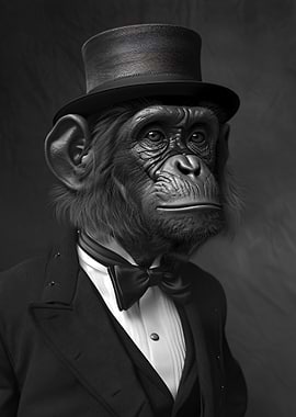 Chimpanzee in a Top Hat and Tuxedo