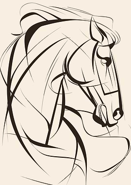 Abstract Horse Head Illustration